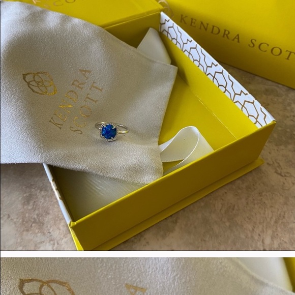 Davie Silver Band Ring In Royal Blue Kyocera Opal - Picture 2 of 9